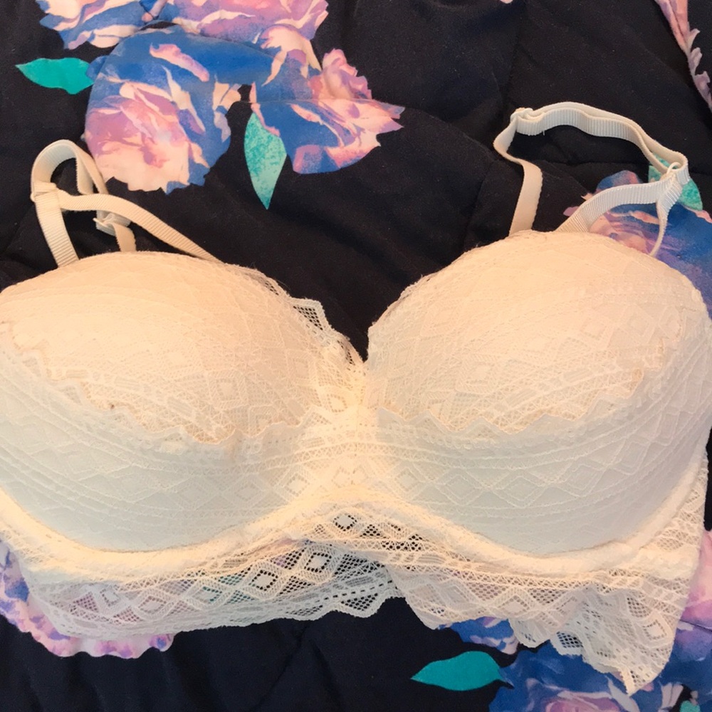 Pink lace up bra